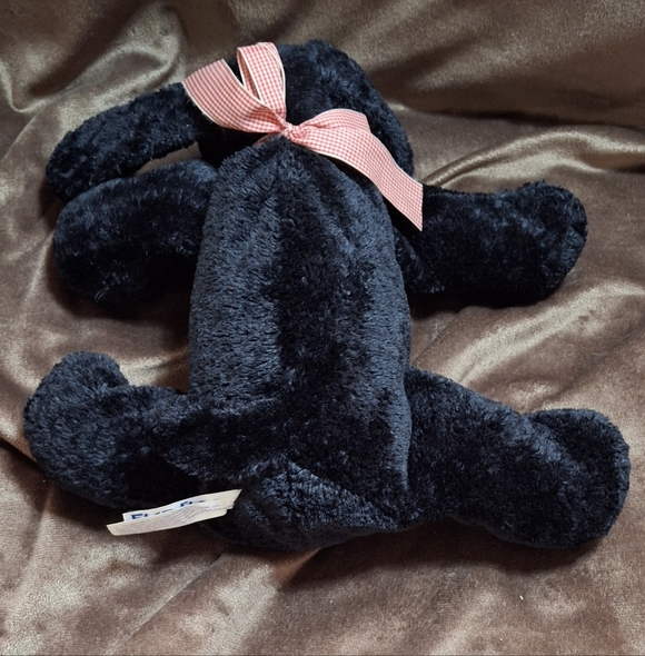 1999 Mary Meyer Flip Flop Plush Stuffed Toy Black Lab Puppy Dog With Red Ging. - Picture 2 of 5
